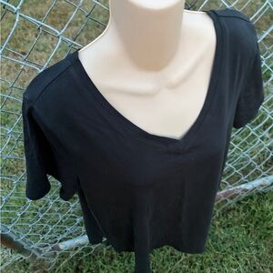 Soft Surroundings Black V-Neck Short Sleeve Tee